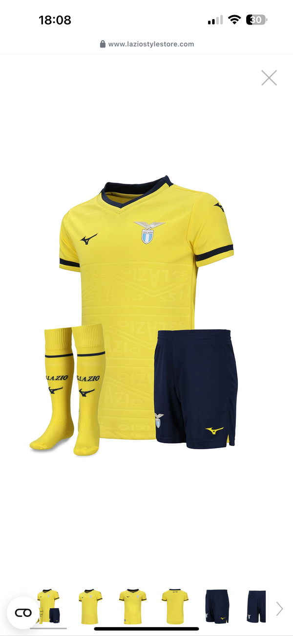 T-shirt and Shorts per Kind Away 24/25 Lazio -Sokken