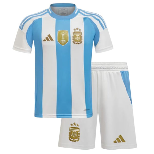 T-shirt and Shorts per Kind Argentina Home 24/25 - CON TOPPA DEL CAMPIONE DELLA COPPA DEL MONDO