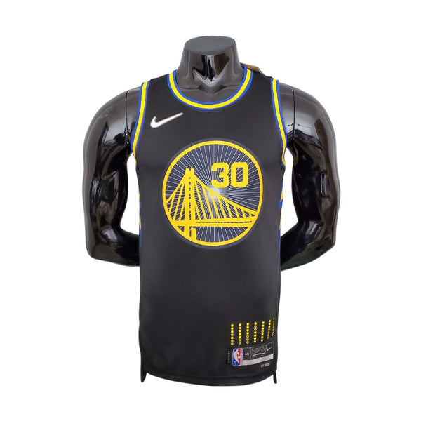 NBA Curry # 30 Golden State Warriors City Edition maglia nera 2022 75° anniversario