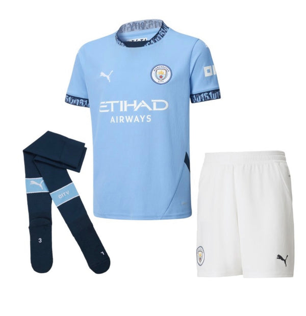 T-shirt and Shorts per Kind Manchester City Home 24/25 -Sokken