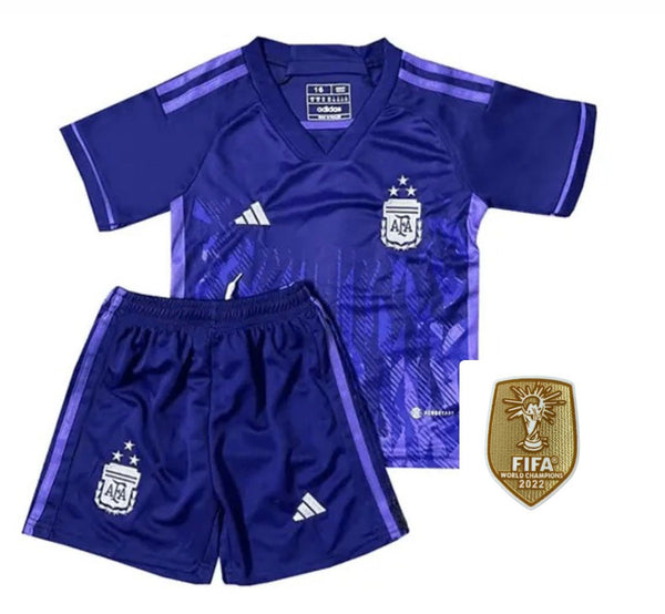 T-shirt and Shorts per Kind Argentina - 3 STELLE - 22/23 - CON TOPPA DEL CAMPIONE DELLA COPPA DEL MONDO