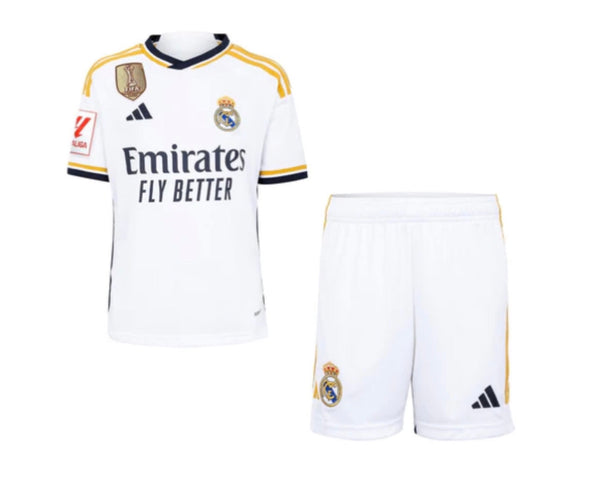 T-shirt and Shorts Kind Real Madrid Home 23/24 - Patch La Liga + CWC