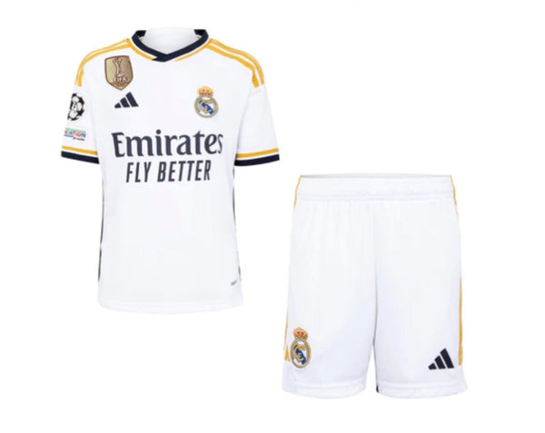 T-shirt and Shorts Kind Real Madrid Home 23/24 - Patch UCL + CWC